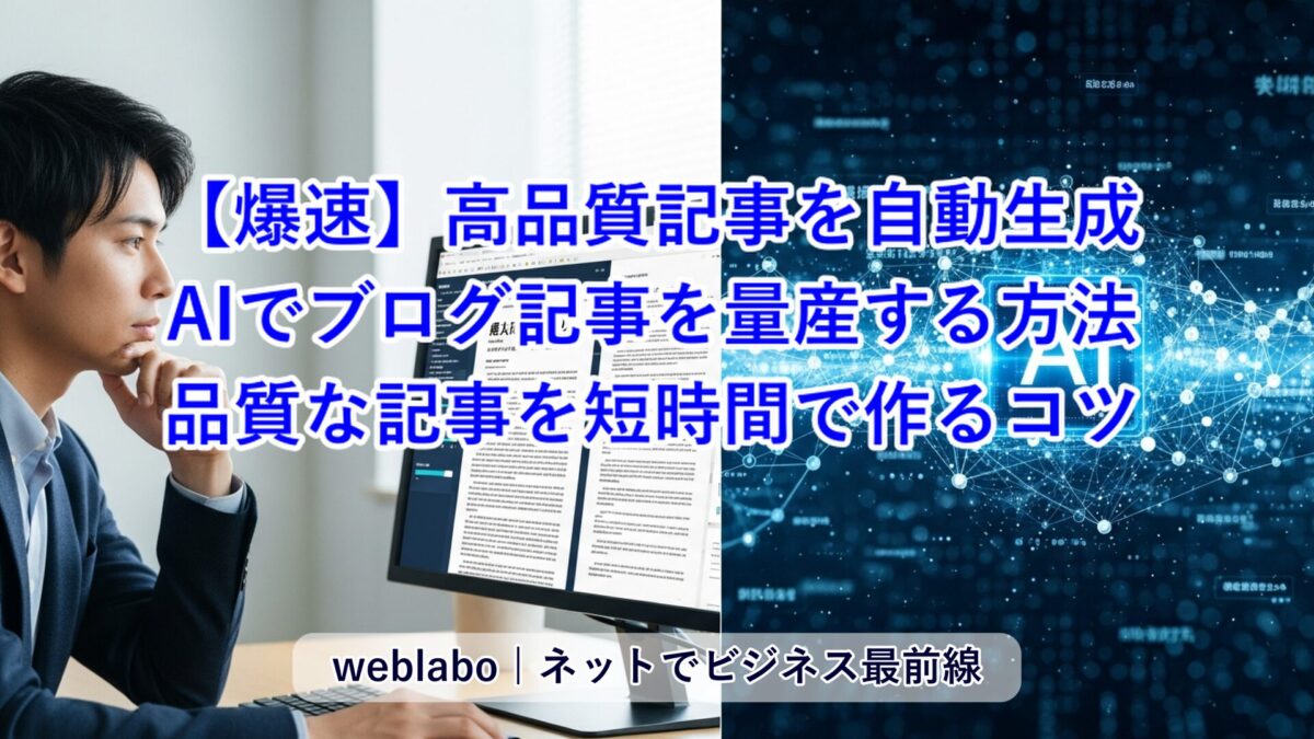 【爆速】AIでブログ記事を量産する方法｜高品質な記事を短時間で作るコツ