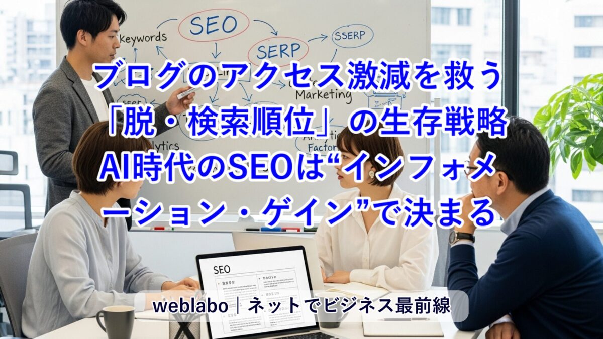 【2026年最新】ブログのアクセス激減を救う「脱・検索順位」の生存戦略：AI時代のSEOは“インフォメーション・ゲイン”で決まる