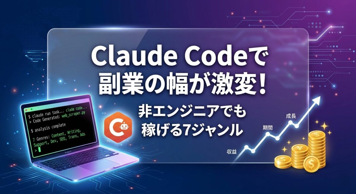 【最新情報】Claude Codeで副業の幅が激変！非エンジニアでも稼げる7つのジャンルと始め方を完全解説
