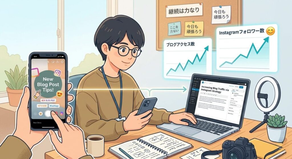 Instagramでブログアクセスを増やすブロガーのイメージ画像