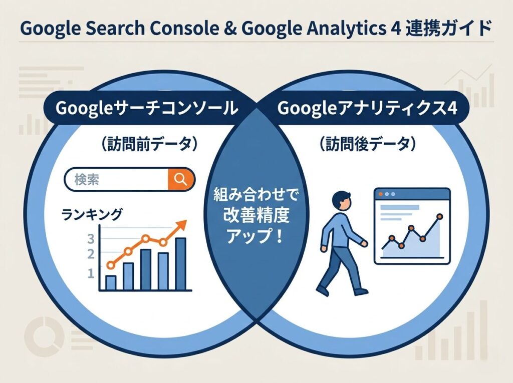 GoogleサーチコンソールとGA4を組み合わせてブログSEOを改善する相関図