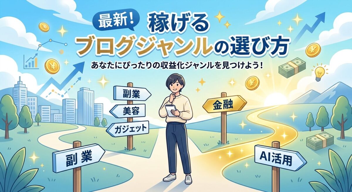 稼げるブログジャンルの選び方を解説するアイキャッチ画像