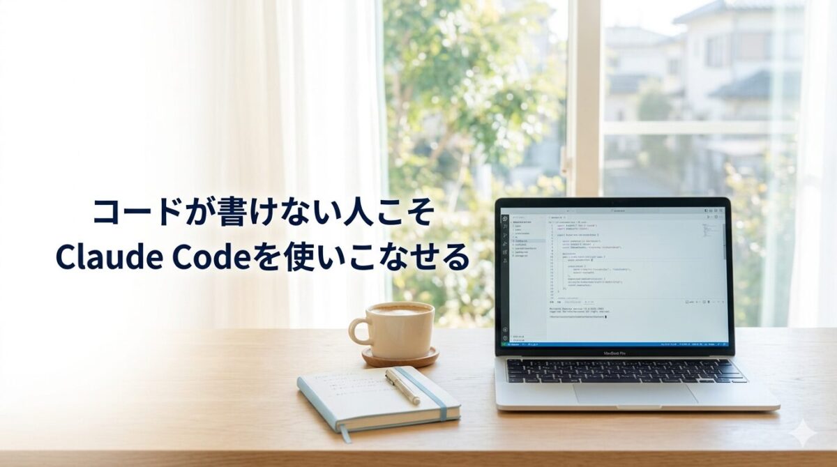 コードが書けない初心者でも日本語の指示だけで使えるClaude Codeのイメージ