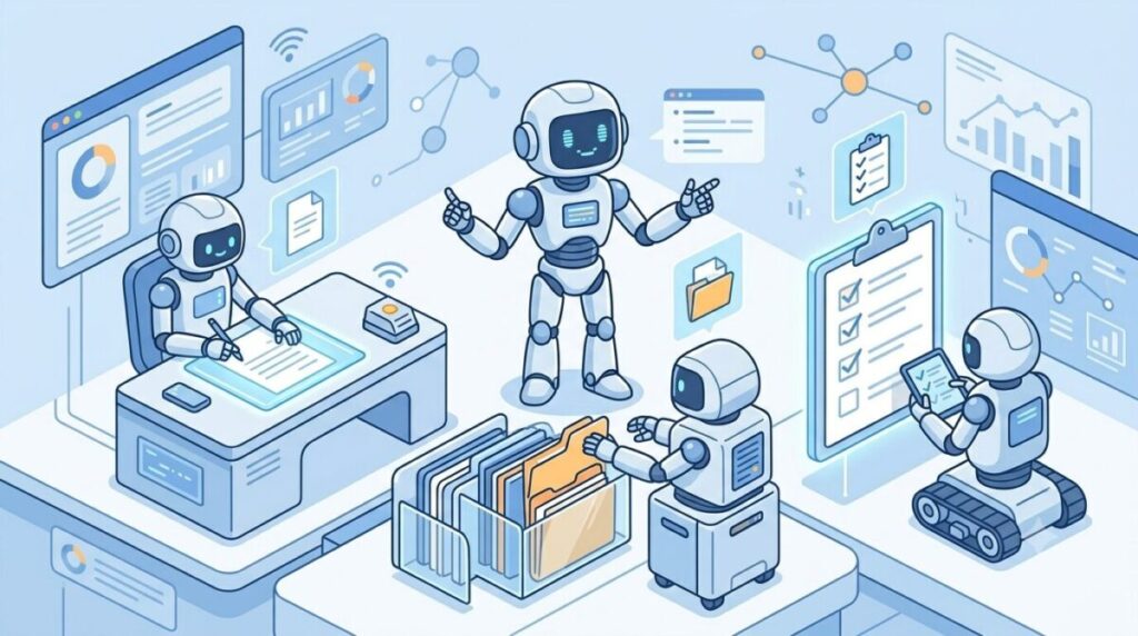 Claude Codeのサブエージェントが複数の作業を同時に進めるイメージ
