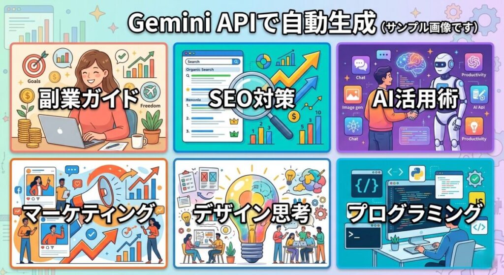 Gemini Imagenで自動生成されたブログ用アイキャッチ画像のサンプル集