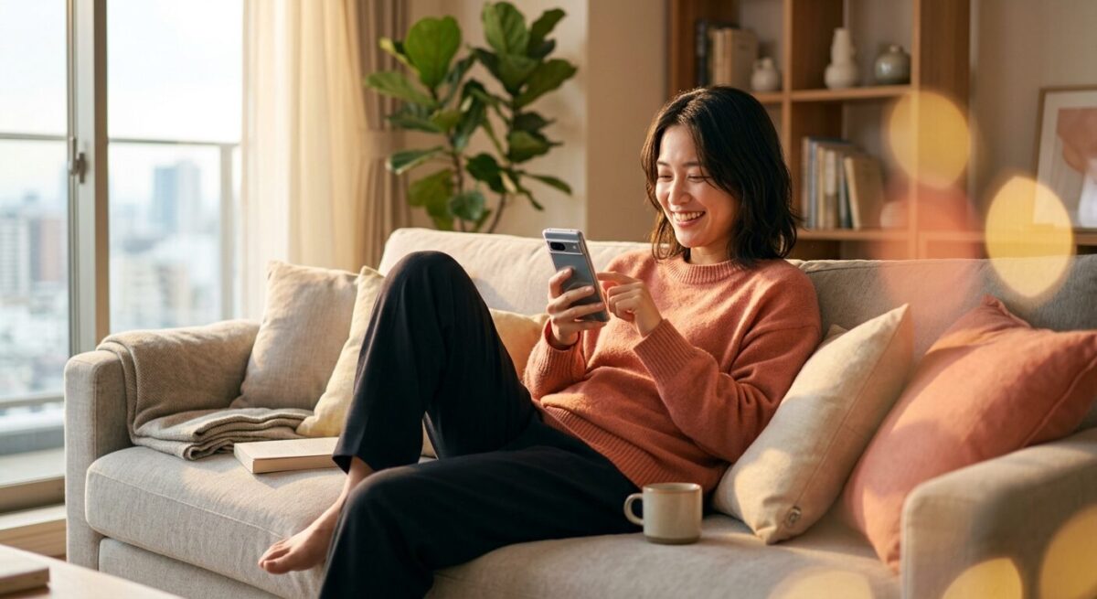 スマホでThreadsを運用する日本人のイメージ写真