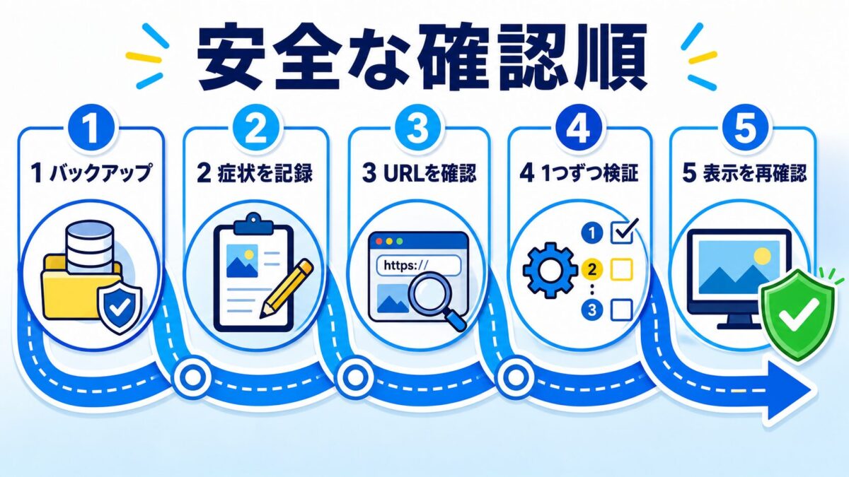 WordPress画像トラブルの安全な確認順序