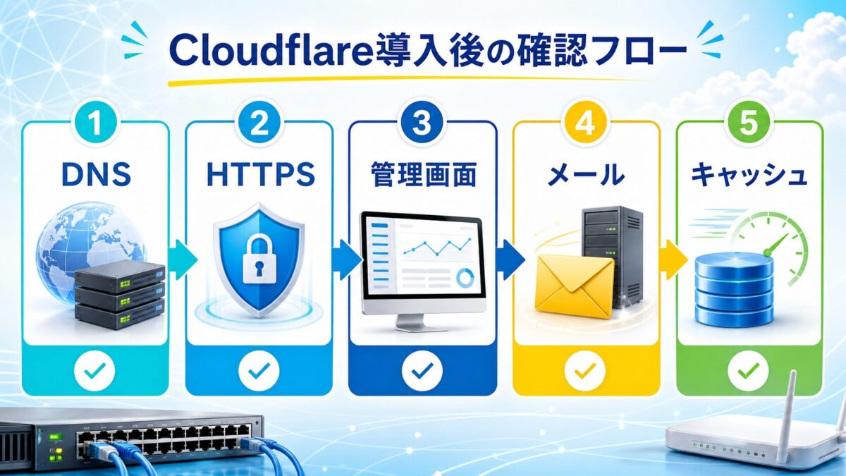 DNS、HTTPS、管理画面、メール、キャッシュの確認順序