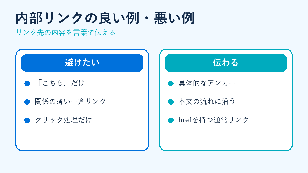 良い内部リンクと避けたい内部リンクの比較