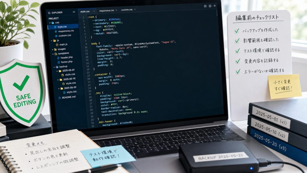 バックアップとチェックリストを用意してCSSを安全に編集する作業環境