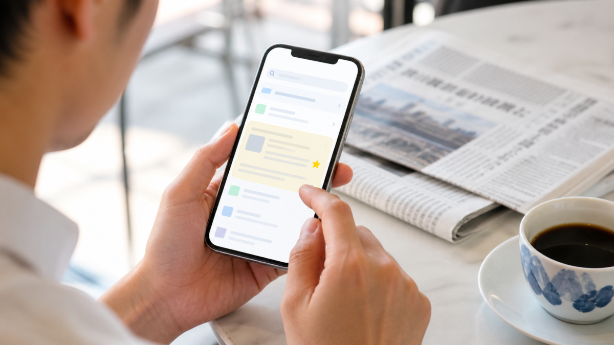 スマートフォンで優先ソースの記事を確認する読者