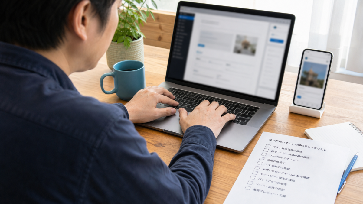 WordPressで優先ソースボタンの設置作業をする編集者